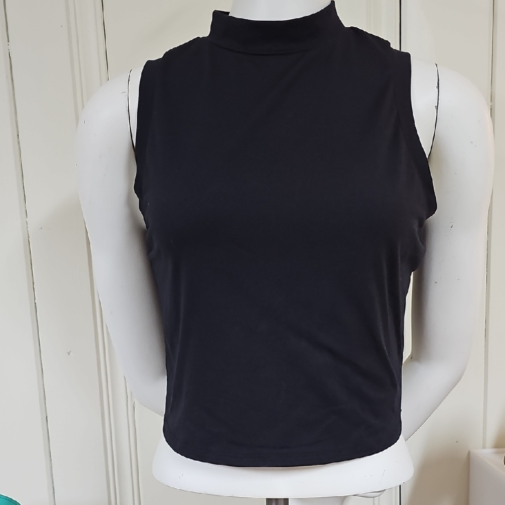 NUX Black High-Neck Tank Top